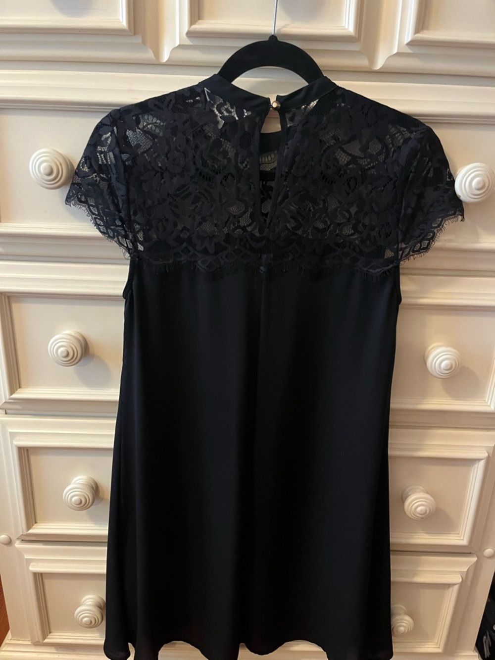 Black Lace Yoke Shift Dress